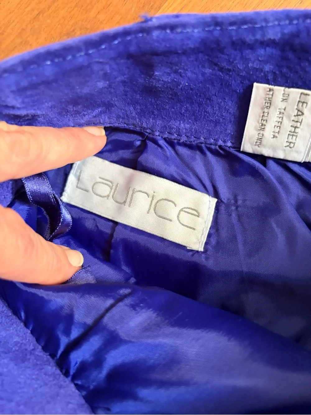 Vtg 80s cobalt blue suede skirt set NOS